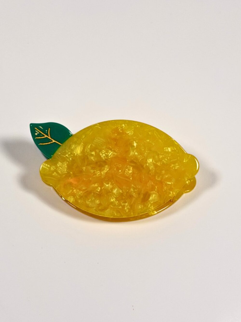 Cute Yellow Lemon Shaped Hair Claw Clip - Shimmer Acrylic Fruit Hair Catch Clip